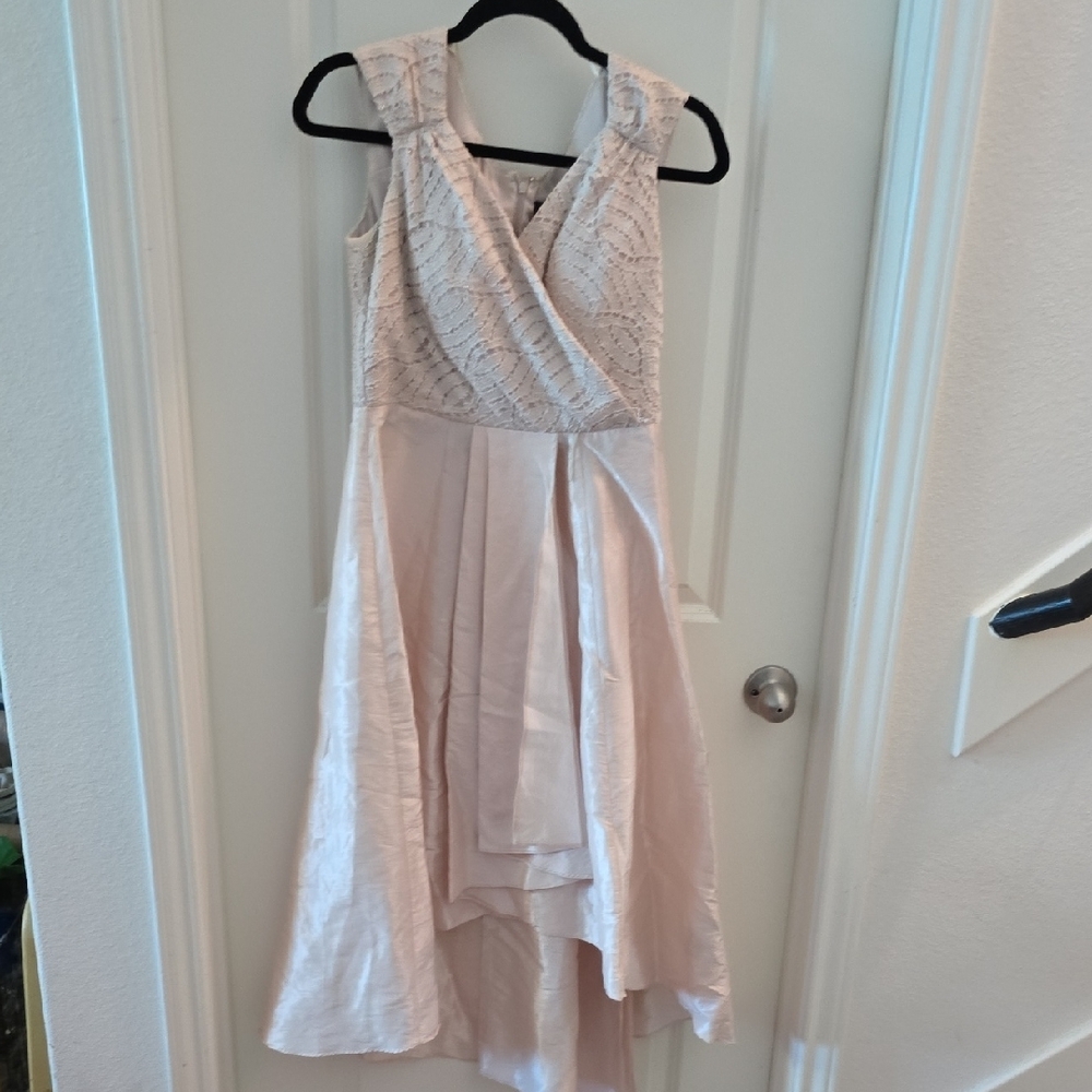 R&M Richards Pink and Gold Asymmetrical Wrap Sundress - Picture 1 of 3